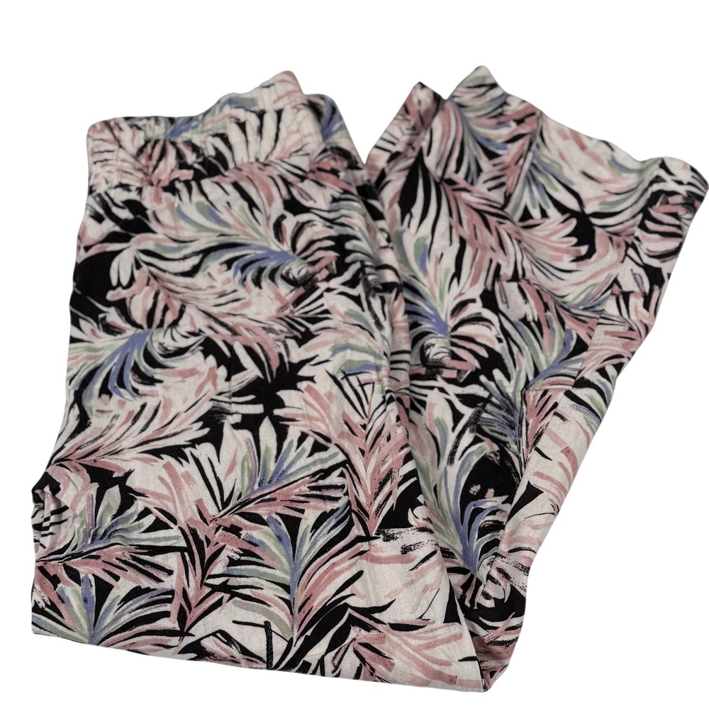 Land 'n Sea Pants Medium Tropical Linen Wide Leg Pull On Beach Vacation Resort‎